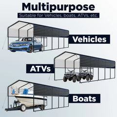 12'x30' Metal Carport with Corrugated Roof