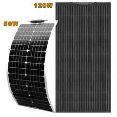12V Flexible Solar Panel Kit Monocrystalline Solar Cell 50W 100W 120W 240W PV for Home RV & Boat Solar Power China Drop Shipping