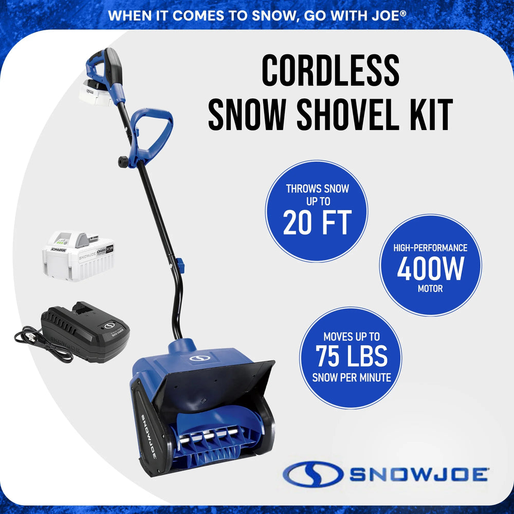 24V Cordless Snow Shovel Kit, Driveway Winter Snow Removal, Blue, 24V-SS13-XR