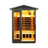 Premium 2-Person Black Carbonized Walnut Low EMF Far Infrared Outdoor Sauna With Bluetooth Audio And LED Lighting (SAK16850)