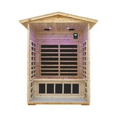 Luxury 2-Person Outdoor Low EMF Hemlock Infrared Sauna With Bluetooth And Chromotherapy Light (SAK97318)