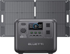 Portable Power Station AC70 with 100W Solar Panel Included, 768Wh Solar Generator with 2 1000W AC Outlets, 0-80% in 45 Min, Lifepo4 Power for Camping