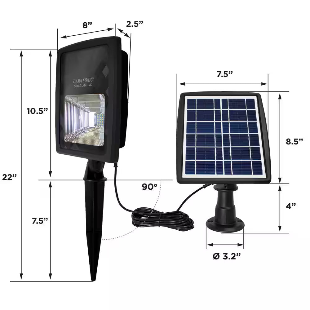 250 Lumens Black Solar Powered Dual Color Integrated LED Outdoor Landscape Flood Light (2-Pack)