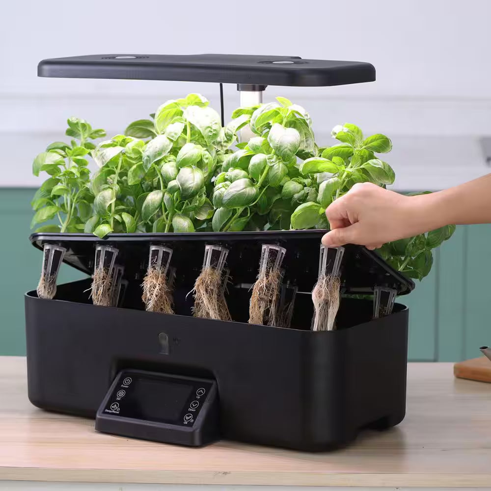 17 Pods Hydroponic Indoor Gardening System with Full Spectrum Grow Light, Smart LCD Control, Herb Planter, Black