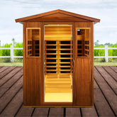 Premium 4-Person Luxury Low EMF Outdoor FAR Infrared Home Sauna With Bluetooth Audio, 2050W (SAK15372)