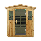 Deluxe 4-Person Outdoor Infrared Hemlock Sauna With Bluetooth Speakers & LED Lighting (SAK96371)