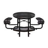 Large 46" Heavy Duty Round Outdoor Steel Picnic Table With Umbrella Hole (SAK96428)