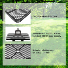 46" Square Picnic Table With Umbrella Hole