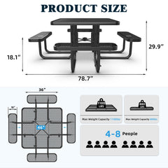 46" Square Picnic Table With Umbrella Hole