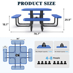 46" Square Picnic Table With Umbrella Hole