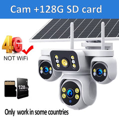 DIFANG 4 Screens AOV Wireless Solar Surveillance Camera 12X Zoom 24/7 Record Solar CCTV 20MP 20W 4G Sim Card Solar IP Cam