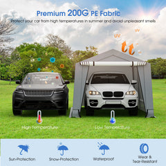 10 x 16/10 x 20 Feet Outdoor Heavy-Duty Carport with 2 Doors-10 x 16 ft