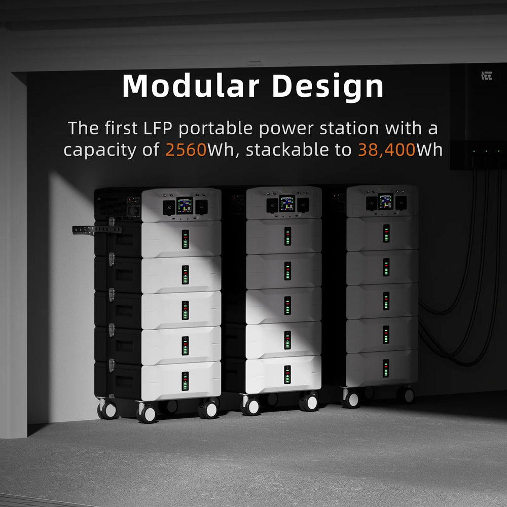 IEE SP5000 Solar Power Station 5000W (9000W Surge), 5120Wh Lifepo4 Battery, 120V/240V Dual Voltage, 2X500W Panels Compatible, Expandable to 10Kwh, Home Transfer Switch Ready