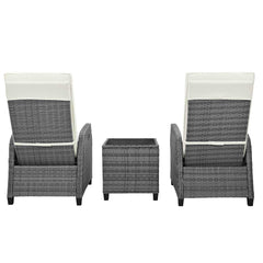 Outdoor Rattan Two-person Combination With Coffee Table, Adjustable,