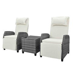 Outdoor Rattan Two-person Combination With Coffee Table, Adjustable,