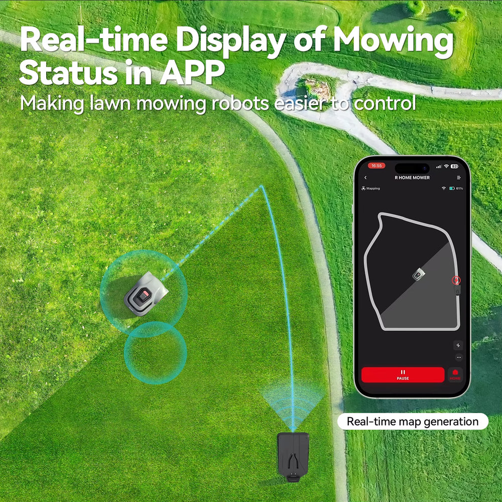 C-TOF Robot Lawn Mower MGC1000 Lawn Mower Robot Cable Break Detection Climbing Capacity 45% App Control Mowing Robot