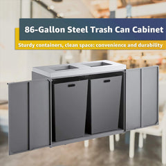 86-Gallon Heavy-Duty Commercial Steel Two-Stream Trash Can Cabinet (SAK74623)