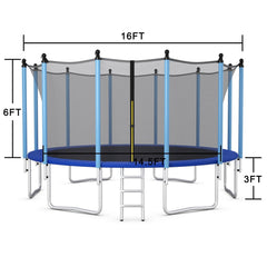 Outdoor Trampoline with Safety Closure Net-16 ft