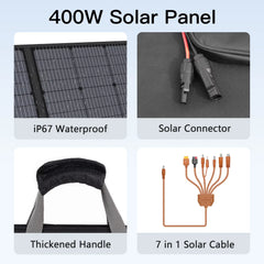 400W Portable Solar Panel 31 V Foldable Solar Panels Charger with 7 in 1 Solar Cable for Camping , Outdoor, Powerstation