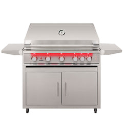 TrueFlame 40-Inch 5-Burner Freestanding Gas Grill with Rear Infrared Burner and Grill Lights