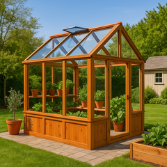 Cedar Frame Glass Greenhouse Kit