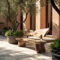 Coastline Drift Handcrafted Solid Wood Outdoor Bench
