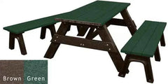 Deluxe Recycled Picnic Table with Detached Benches - Eco-Friendly Outdoor Seating