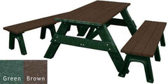 Deluxe Recycled Picnic Table with Detached Benches - Eco-Friendly Outdoor Seating