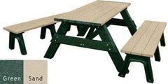 Deluxe Recycled Picnic Table with Detached Benches - Eco-Friendly Outdoor Seating