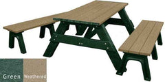 Deluxe Recycled Picnic Table with Detached Benches - Eco-Friendly Outdoor Seating