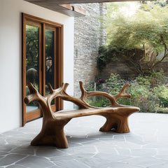 Elmwave Handcrafted Live Edge Outdoor Bench