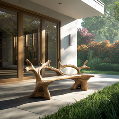 Elmwave Handcrafted Live Edge Outdoor Bench