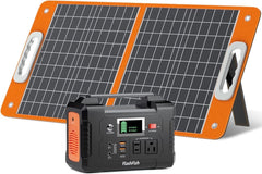 Flashfish 200W Solar Generator with 60W Solar Panel, Waterproof Backup Power Emergency Power Supply