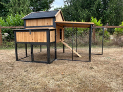 Cottage coop made with metal frame. New and predator proof
