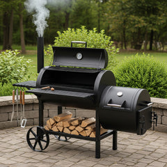 IronFlame Charcoal Smoker with Side Firebox