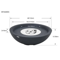 Elementi Plus Rose Bowl 48" Round Concrete Fire Bowl OFG420