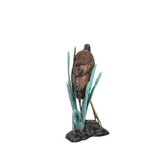 Heron Bird in Grass Fountain Bronze Statue