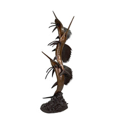Swimming Sailfish Trio Fountain Bronze Statue