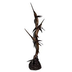 Swimming Sailfish Trio Fountain Bronze Statue