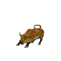 Wall Street Bull with Brass Highlights Bronze Table-top Statue