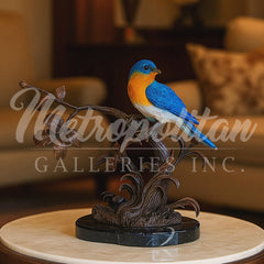 Bluebird on Branch Table-top Bronze Statue