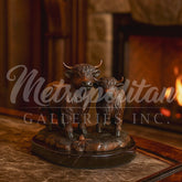 Highland Cows Table-top Bronze Statue