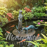 Walking Otter Bronze Fountain Statue