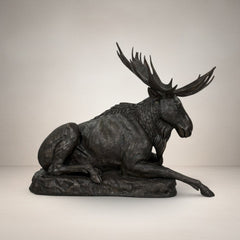 Reclining Moose Bronze Statue