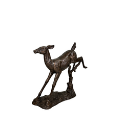 Jumping Fawn Bronze Statue
