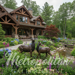 Elk & Doe Bronze Statue Set