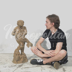 Putto holding Fish Bronze Fountain Statue