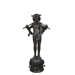 Boy with Panpipes on Fish Base Bronze Fountain