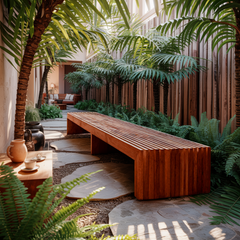 Tide Slat Solid Wood Outdoor Bench
