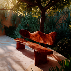 Verdura Crest Handcrafted Solid Wood Outdoor Bench